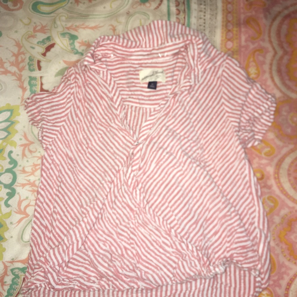 pink stripped shirt